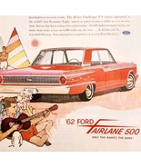 1961 62 Ford Fairlane 500 Advertisement Automobilia Beach Couple Guitar ... - £22.53 GBP