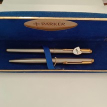 Parker 180 Vintage Brushed Steel Fountain Pen and Ballpoint Pen Set - $201.04