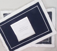 Fifth Avenue Embroidered Navy Blue White 8-PC Placemat Set - £42.47 GBP