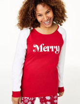 Family Pajamas Ladies Color-blocked Pullover Merry Pajama Top Red Size L - £15.97 GBP