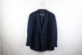 Vintage 90s Streetwear Mens 52L Knit 2 Button Suit Coat Blazer Jacket Blue - $44.50