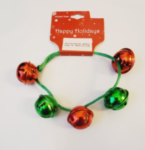 Happy Holidays Adult Jingle Bell Bracelet Green Red Metal Metal Bells New - £8.57 GBP