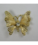 Louis Giusti Brushed High Polish Gold Tone Butterfly Crystal Pin Brooch ... - £13.91 GBP