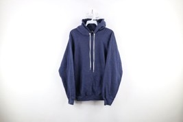 Vintage 80s Hanes Mens Size Large Faded Blank Hoodie Sweatshirt Navy Blue USA - £77.64 GBP