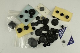 Vintage Sewing Lot Variety Estate Buttons Black Plastic Costumakers - $15.98