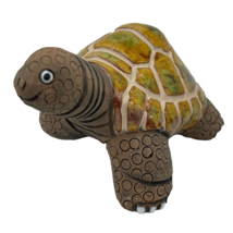Vintage Casals Turtle Figurine Peru Ceramic Figurine 5&quot; Glazed Shell Gre... - $24.00