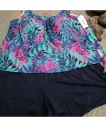 Swimsuits For All~Tankini Top &amp; Bottom Shorts Women&#39;s Plus Size 34 Flora... - £36.49 GBP