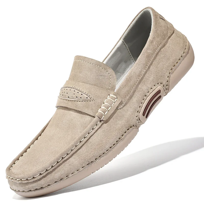 New Casual Leather Shoes Men Luxury Brand High Quality Suede Loafers Moccasins C - £41.50 GBP