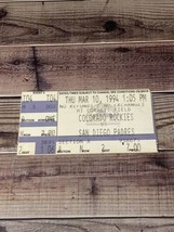 Colorado Rockies vs San Diego Padres 3/10/1994 ticket stub Baseball MLB - £5.58 GBP