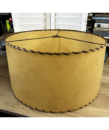 Vintage MCM Large Fiberglass Lamp Shade Whip Stitch 16&quot;Dx8&quot;T Rustic Lodg... - £54.54 GBP