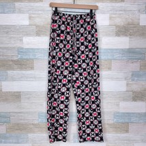 Disney Mickey Mouse Fleece Sports Logo Style Pajama Pants Black Red Wome... - $12.86