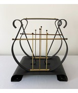 Mid Century Magazine Rack Music Stand Wrought Iron Brass Neoclassical Ly... - £25.68 GBP