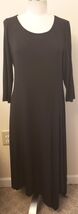 Eileen Fisher Brown Jersey Knit 3/4 Sleeve Dress Size-M Handkerchief Hem - $49.48