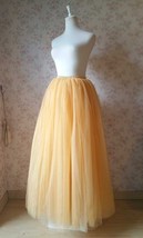 Apricot Tulle Maxi Skirt Women Plus Size Puffy Tulle Skirt Wedding Outfit image 5