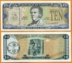 LIBERIA 2011 UNC 10 Dollars Banknote Paper Money Bill P- 27f - £1.96 GBP
