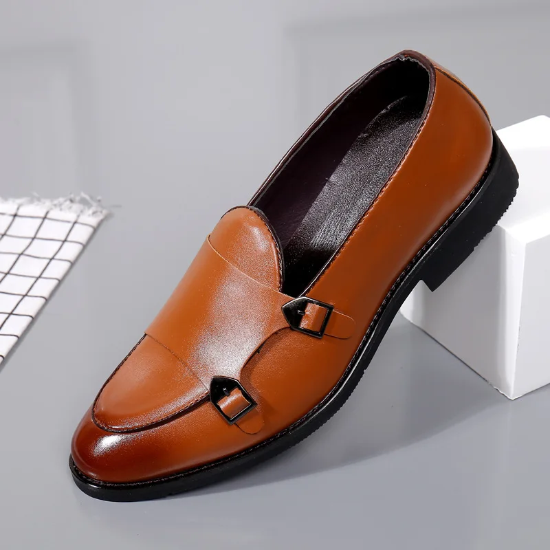 Fashion Business Formal Men Leather Shoes Man New PU Buckle Slip-On Loaf... - £57.71 GBP