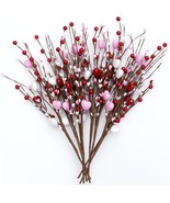 AXYLEX Valentine&#39;s Day Gift Heart Picks - 8 Pcs Artificial Red Berry Flower - $54.68 CAD