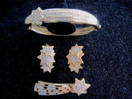 Swarovski Savvy Shooting Star Matched Crystal Bracelet, Brooch Clip Earrings 407 - £58.72 GBP