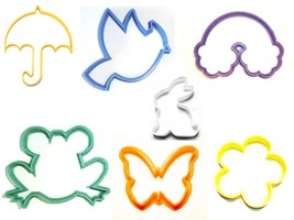 Spring Showers Umbrella Rainbow Frog New Life Set Of 7 Cookie Cutters USA PR1329 - £10.35 GBP