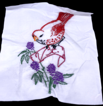 Vermont Bird Embroidered Quilted Square Frameable Art State Needlepoint Vtg - £21.94 GBP