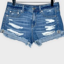 AMERICAN EAGLE distressed cutoff tomgirl shortie jean shorts size 2 - £18.70 GBP