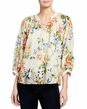 Johnny Was Sonnet Eyelet Peasant Top Boho S NWT - £117.55 GBP