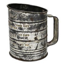 Bromwell&#39;s 3 Cup Measuring Flour Sifter Metal Vintage Rustic Kitchen Ute... - £9.72 GBP