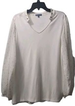 Democracy Womens Blouse  Large See Through Arms Gold Studded Collar - £14.41 GBP