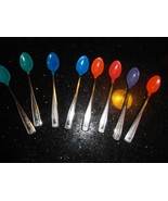 set of 8 Vintage 80&#39;s First Years Stainless Steel Coated Infant BABY SPOON - £31.19 GBP