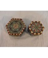 (2) Hand Made Jewelry Boxes Natural Painted / Finished Wood Clasp Closed... - $40.92 CAD
