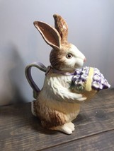 NIB Longaberger Pottery Bunny Rabbit Teapot Spring Summer Easter 2006 WI... - $39.55