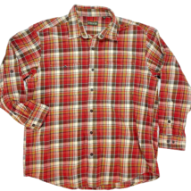 Orvis Shirt Men XL Plaid Flannel Red Green Brown Thick Button Up Jacket Shacket - £19.10 GBP