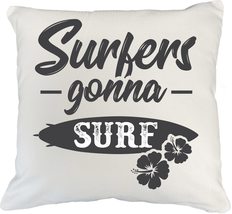 Make Your Mark Design Surfers Gonna Surf. Proud White Pillow Cover for Girls &amp; W - £19.38 GBP+