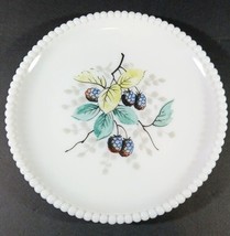 Vintage Milk Glass Westmoreland Beaded Edge 7.25&quot; Salad Dessert Plate Blackberry - £9.72 GBP