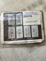 Vintage A Progress Creation Stamped Cross Stitch 2 Kitchen Towels Flour ... - £17.87 GBP