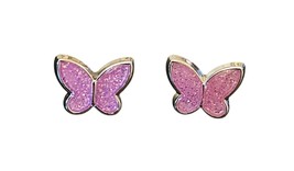 Silvertone Zinc Alloy Silver Plated Pink Butterfly Post Stud Earrings - New - £11.56 GBP