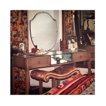 1920s Oak Vanity Mirrored Dressing Table &amp; Bench Painted Shabby Chic Fur... - £1,868.38 GBP