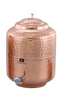 11 Liter Hammered Copper Water Dispenser Matka Tank Pot Container for Wa... - $114.63