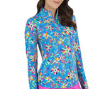 NWT IBKUL ESTELA BLUE MULTI Long Sleeve Mock Golf Tennis Shirt S M L XL XXL - $64.99