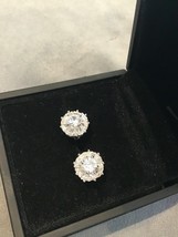 2.0 Carat Diamond Brilliant Cut Solitaire Earrings Set In Platinum Finish - £64.45 GBP