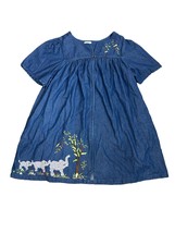 Bechamel Woman Size 3X Denim Patio Dress Elephants Embroidered Zip Front Cotton - £19.73 GBP