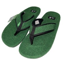 Sanuk Flip Flops Mens Green Astroturf Comfort Sandals Slippers Fur Real ... - £58.45 GBP