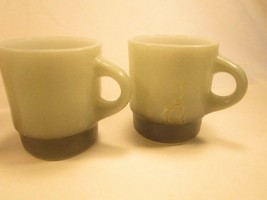 2 Coffee Cup Glass Mug ANCHOR HOCKING Fire King Black &amp; Gray [Y3A6] - £10.49 GBP
