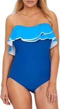 Coco Reef Womens Contours Agate Ruffle Bandeau One Piece Swimsuit Size 34 C - £83.37 GBP