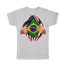 Brazil : Gift T-Shirt Flag USA American Chest Expat Country Brazilian - £20.09 GBP+