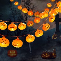 Halloween Decorations 19.7Ft 40LED Pumpkin String Lights, Operated 2 Modes Light - £15.91 GBP