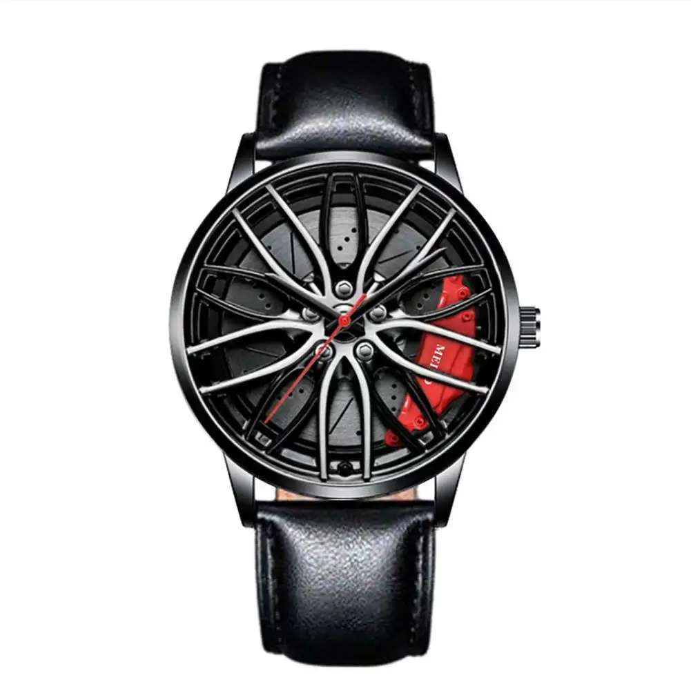 Car Wheel Rims Hub Men Quartz Watch Stainless Steel Watch Luxury Calendar Quartz - £14.26 GBP
