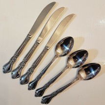 6 Rogers King Berry Flatware LOT (Knives &amp; 7&quot; Oval Soup Spoons) Stainles... - £23.36 GBP