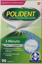 Polident 3 Minute Antibacterial Denture Daily Cleanser Tablets 96 Count ... - $21.20