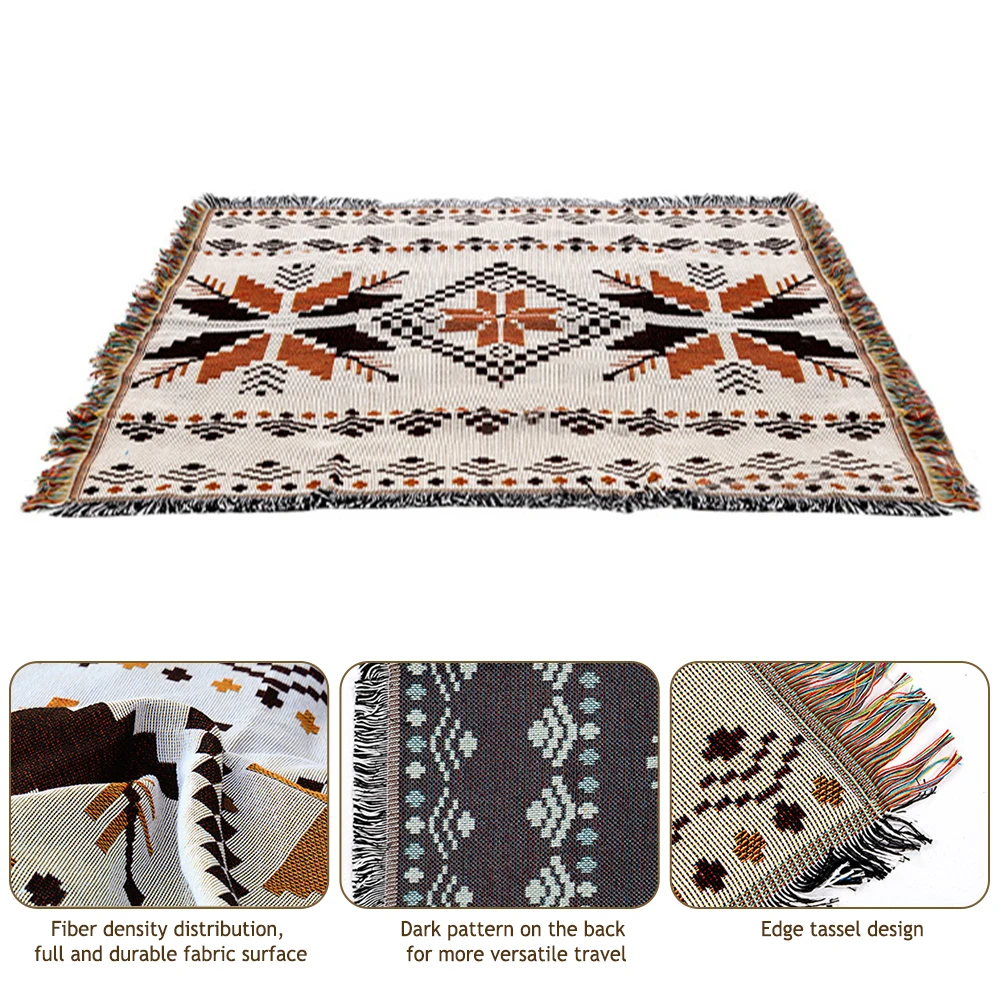 Outdoor Camping Mat with Tassel Retro Ethnic Bohemian Camping Tent Mattress - £14.83 GBP+